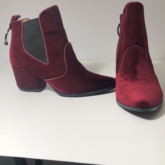 Velvet Burgundy Booties - Picture 9 of 10